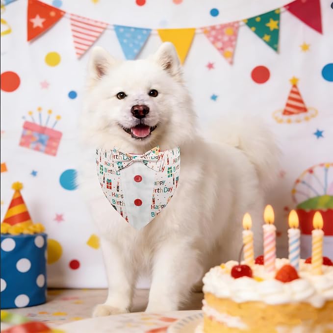 Dog Birthday Tuxedo Bandana Collar with Bow Tie