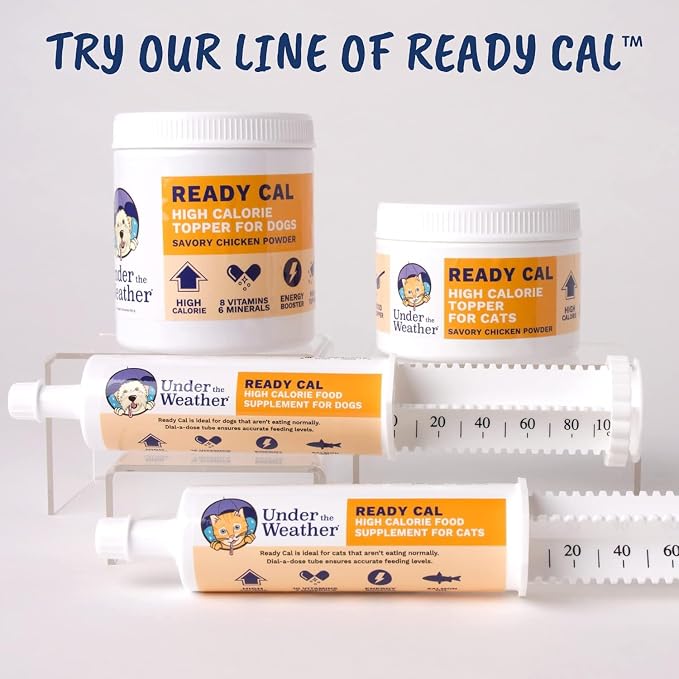 Under the Weather Ready Cal Powder for Dogs, High-Calorie Weight Gainer & Appetite Stimulant, Dog Energy Booster Veterinarian-Approved Pet Supplement with Vitamins & Minerals, Chicken Flavor |10.58 oz