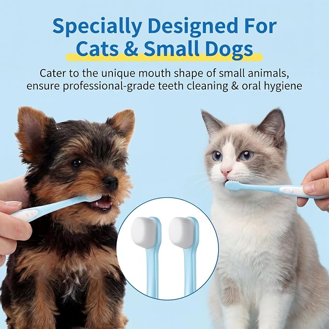 2 Pcs Puppy Toothbrush, Ultra Soft Mini Head Toothbrush for Small Dogs & Soft Dog Toothbrushes, Deep Dental Cleaning for Puppies, Kittens & Tiny Pets (Light Bue)