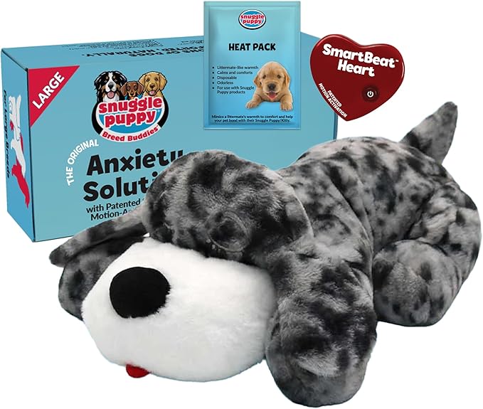 Snuggle Puppy Heartbeat Toy (Large), Breed Buddies Great Dane | Calming, crate training comfort, heat pack, new puppy essentials, first nights, sleep, large breeds 70 plus lbs