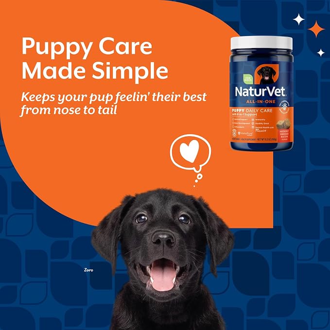 NaturVet All-in-One Puppy Daily Care, 6-in-1 Dog Support - 60 Count