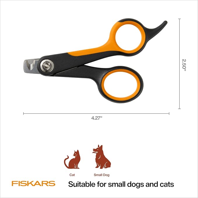 Fiskars Small Pet Nail Clippers, 4.25in, Orange/Black