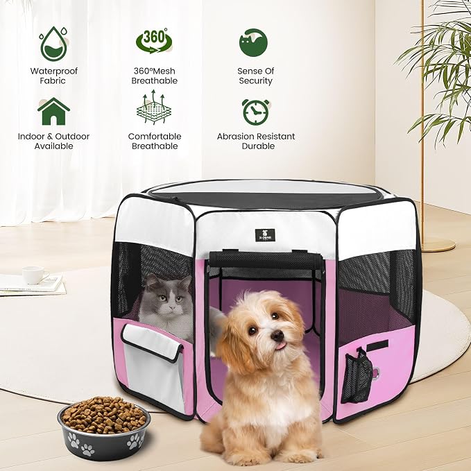 X-ZONE PET Dog Playpen - Pink, Medium