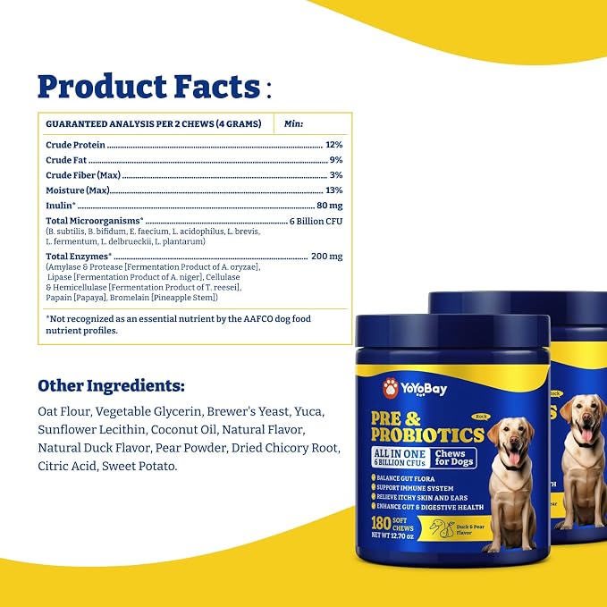 Probiotics for Dogs, Dog Gut, Immune & Skin Health Support Supplement