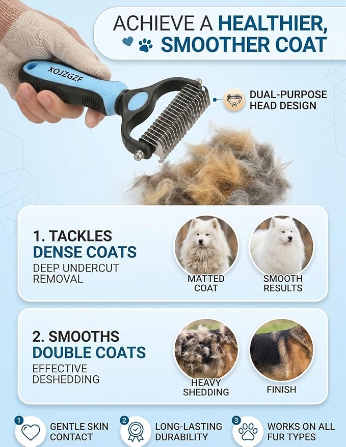 Professional Deshedding Tool for Dogs & Cats, Green