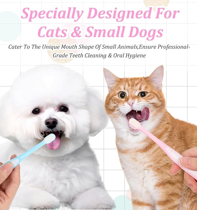 2 Pcs Puppy Toothbrush, Ultra Soft Cat Toothbrush for Cats & Puppies, Mini Head Dental Cleaning Kit for Tiny Dogs & Kittens