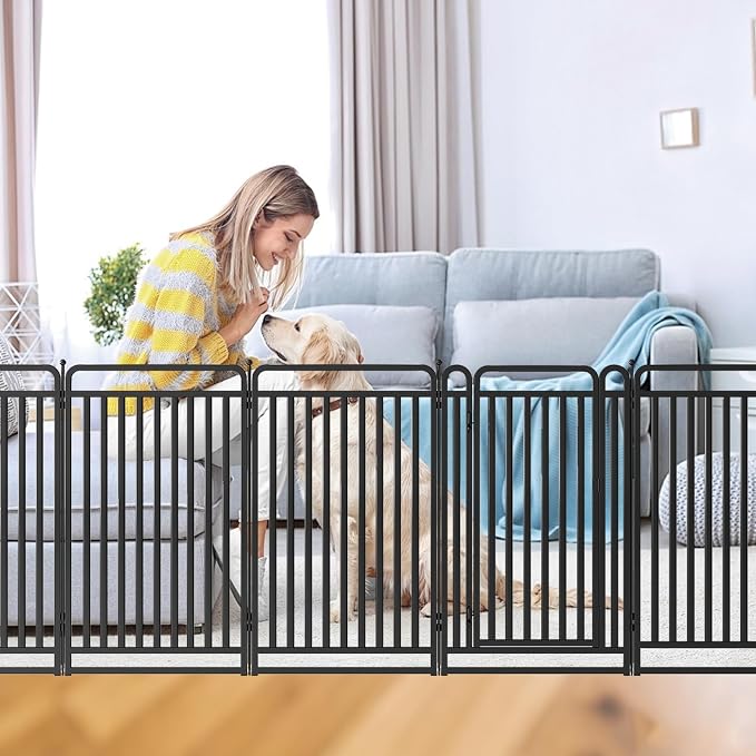 New Thickened Version Dog Playpen, 40 Inch Dog Fences for The Yard, Portable Outdoor Dog Playpen for Large/Medium/Small Dogs, Foldable Metal Dog playpen, with Doors (16 Panels, 40 Inch)