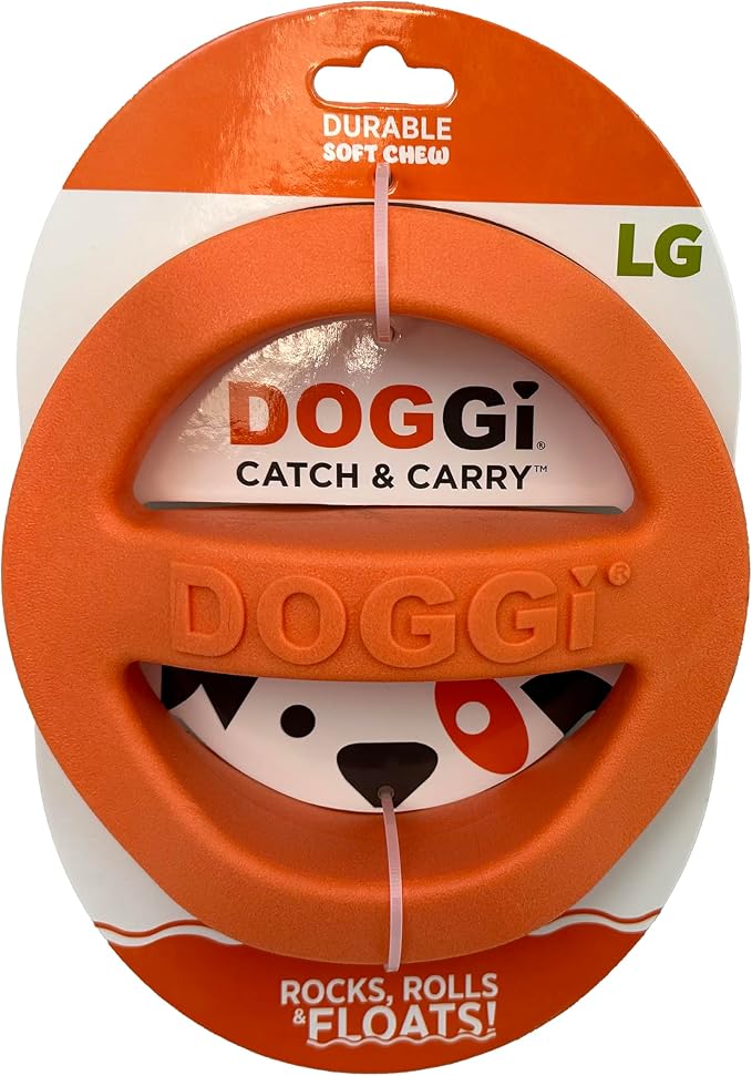 Van Ness Pets Doggi Catch and Carry Flying Disc, Large, Orange