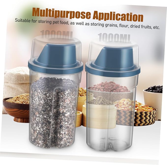 POPETPOP 4pcs Airtight Cat Food Storage Container Pet Supplies Dry Food Holder Wide Mouth Spout for Easy Serving Refilling