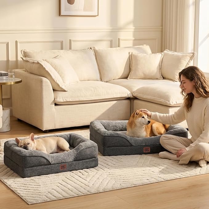 EHEYCIGA Orthopedic Memory Foam Dog Bed - XXL 52x41in, Grey