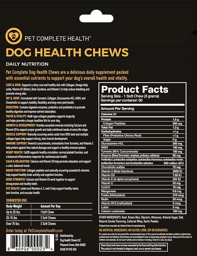 HEALTH |12-in-1 Multi-Nutrient Chews | Daily Nutrition | Pet Treat | Multivitamin for all dogs | Digestive Health supplement | Vital Growth | Hip Joint Care | Glucosamine | Immune Support
