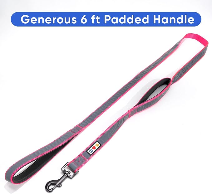 Pawtitas Double Handle Dog Leash Heavy Duty for Training No Pull Leashes Ideal for Medium and Large Dogs | Great for Walking, Running & Training Dog Leash - Medium/Large - Pink