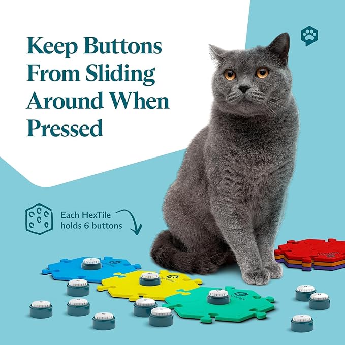 FluentPet Speak Up! Key Vocab Kit, 12 Buttons & 6 HexTile Mats
