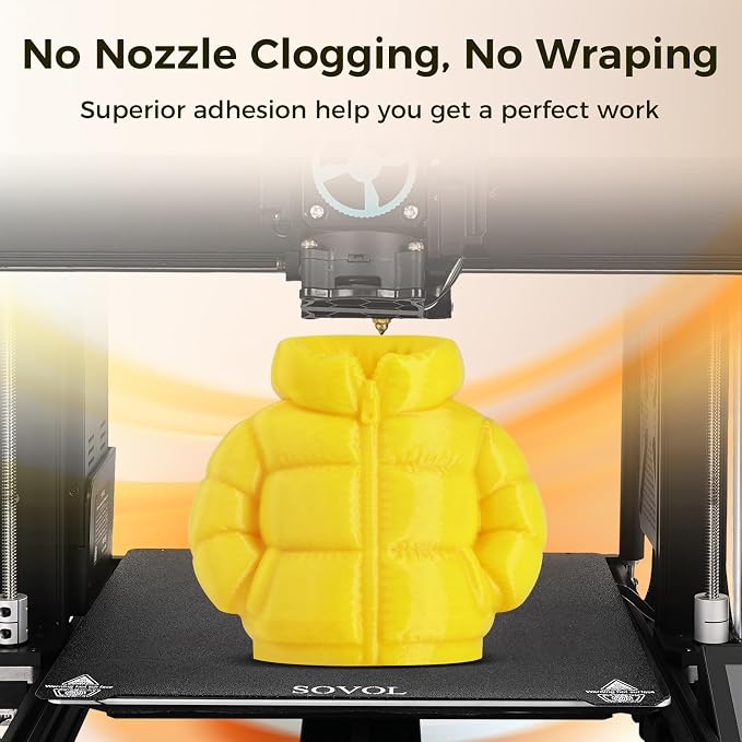 Sovol 3D Printer Rapid PETG Filament 1.75mm 1KG (2.2lbs), High Precision, Strong Toughness, Wiring Tightness, Dimensional Accuracy +/- 0.03 mm, 3D Printing High Speed PETG Filaments, Yellow