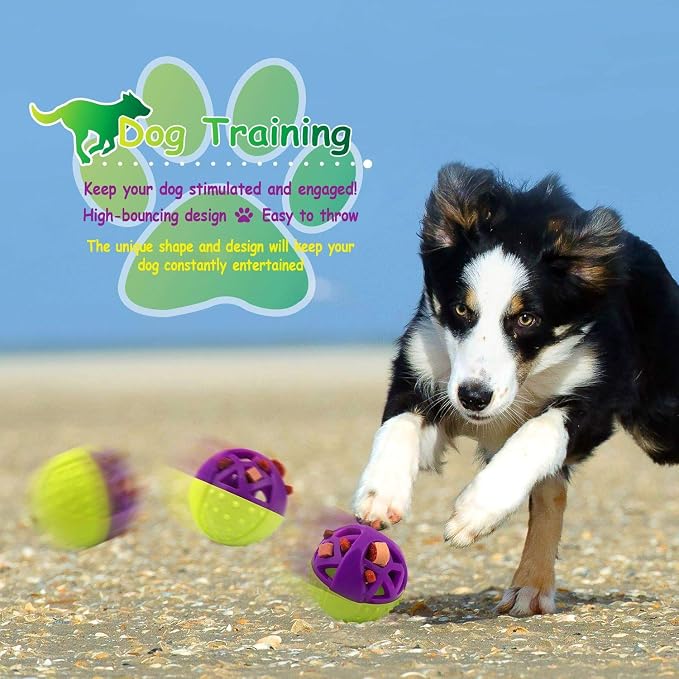 – Ball-Shaped Dog Squeaky Toy for Small-Medium Puppy & Dogs | Dental Dog Chew Treat Ball Helps Massage Dogs Gums, Good for Aggressive Chewers | Green/Purple