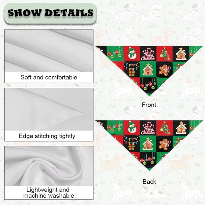 Jeiento Merry Christmas Theme Bandanas Xmas Party Costume, Polyester, Merry Christmas Theme