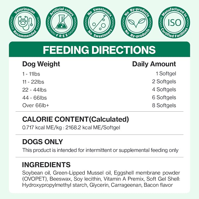 Doctor.By Hip&Joint Swift for Dogs - Advanced Joint & Cartilage Support Supplement with Green-Lipped Mussel Oil, Eggshell Membrane 120 Soft Gels