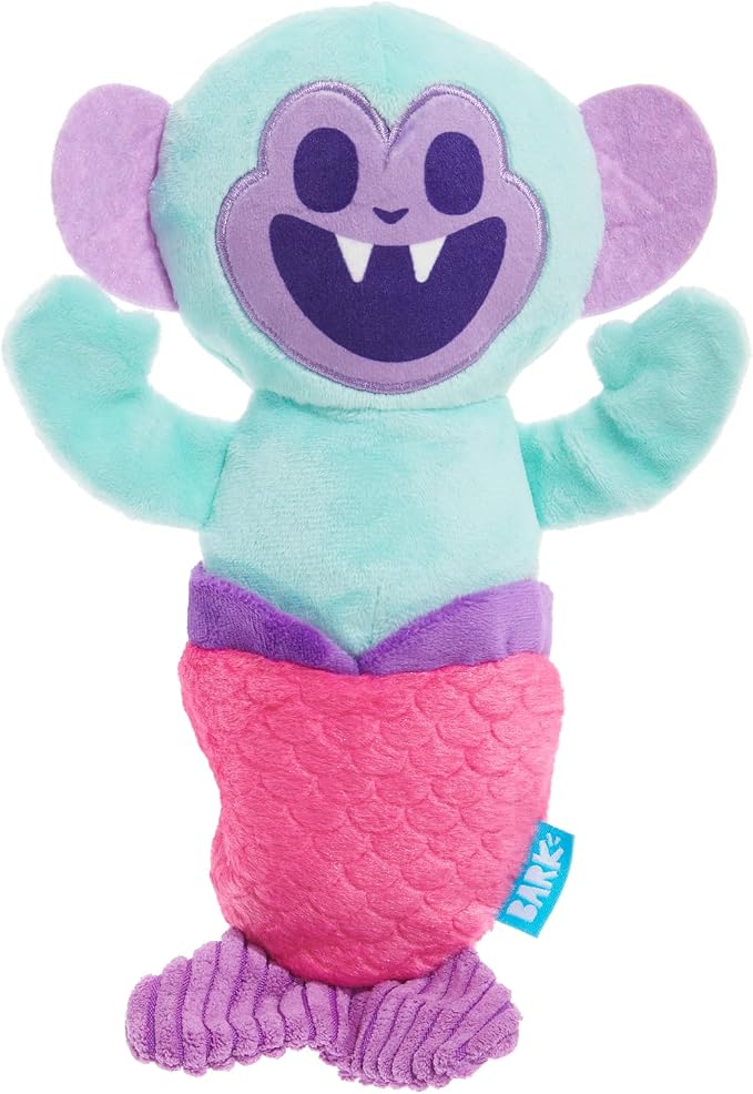 BarkBox Gigi the Fiji Mermaid Dog Toy - Toy for Medium and Large Dogs | Two-in-One Cryptid Plush Toy with Squeaker, Crinkle and Treat Holder