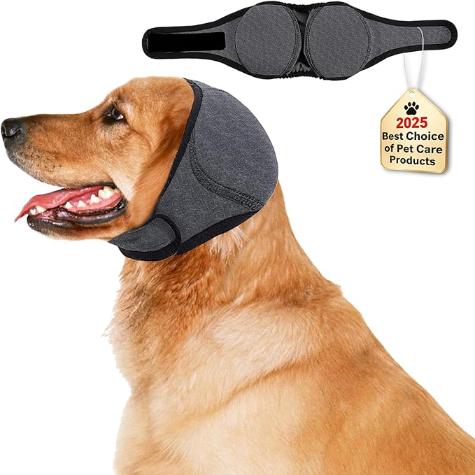 No Flap Ear Wraps for Dogs Dog Ear Muffs Noise Protection Cover Waterproof Snoods for Dogs Bathing Grooming Thunder Fireworks Doggie Hush Ear Covers French Bulldog Pointy Tight Fit Ears(M)