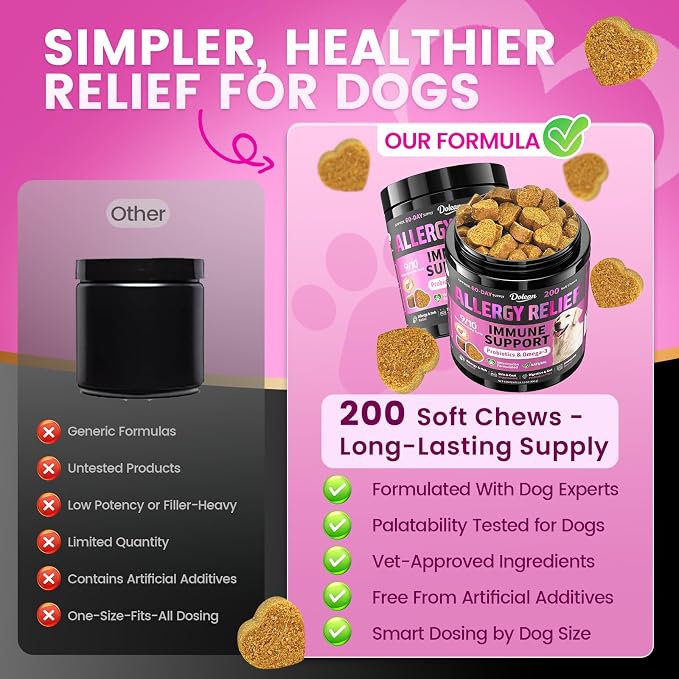 Dog Allergy Chews is Human Grade Itch Relief Multivitamin & Immune Yeast
