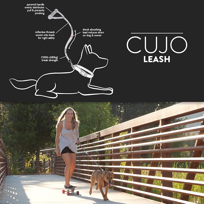 EzyDog Cujo, Short Shock Absorbing Bungee Dog Leash - 25", Red | 6 Inches of Stretch, Short Leash Gives More Control Over Heavy Pullers, Pyramid Pull System, Comfortable Handle