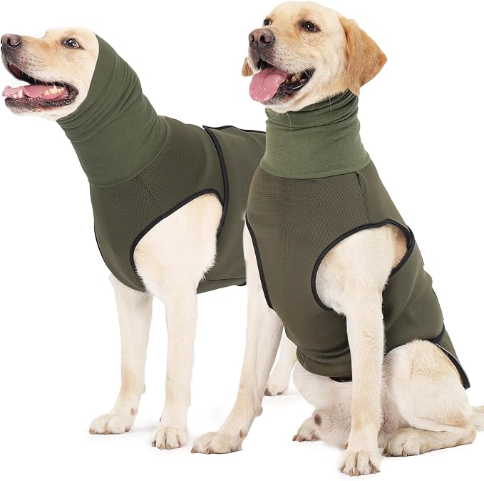 ROZKITCH Dog Anxiety Relief Jacket, Turtleneck Calming Vest for Indoor & Outdoor Use, Breathable Dog Shirt for Separation & Noise Anxiety ArmyGreen L