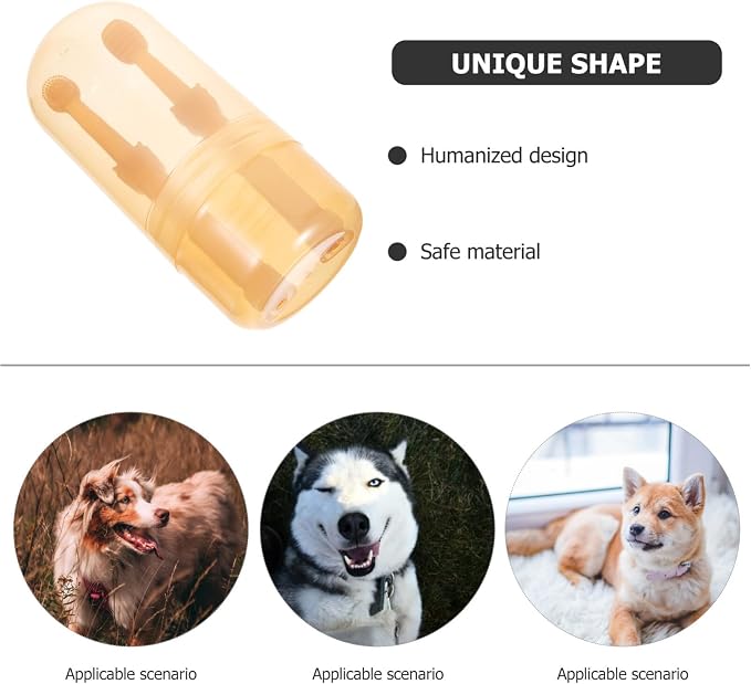 Yardwe Dog Toothbrush Set Soft Bristles Pet Tooth Brush for Dogs Cats and Other Pets Ergonomic Handle Oral Care Cleaning Tool 2 Pack with Storage Holder for Daily Dental Care