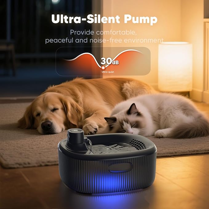 WOPET Wireless Dog Water Fountain for Large Dogs, 6L/205oz Dog Water Bowl Dispenser with 5000mAh Battery Operated, W600 Pro Cordless Pet Fountain for Dogs&Cats with Motion Sensor, Ultra Quiet Pump