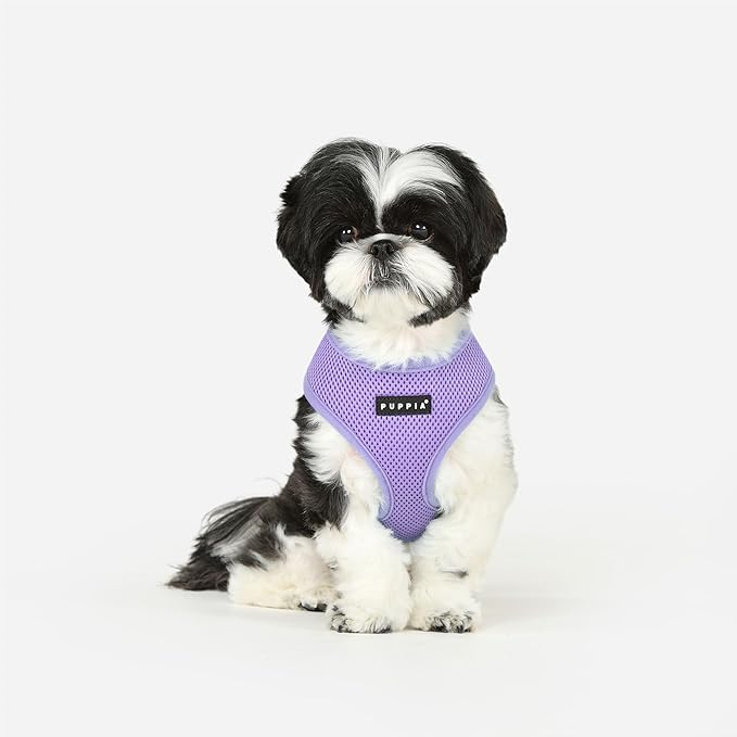 Puppia Soft Dog Harness No Choke Over-The-Head Triple Layered Breathable Mesh Adjustable Chest Belt and Quick-Release Buckle, Violet, XX-Large