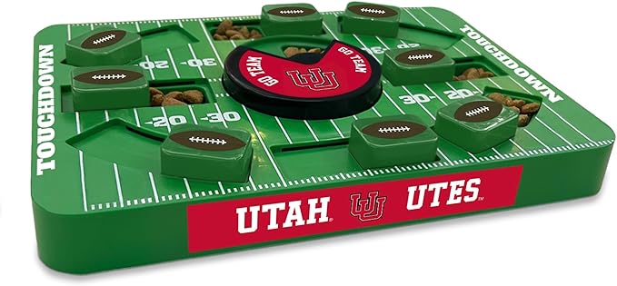 Pets First NCAA Utah Large Puzzle Toy, Interactive Treat Toy for Dogs, Slow Feeding Toy, New Large Size