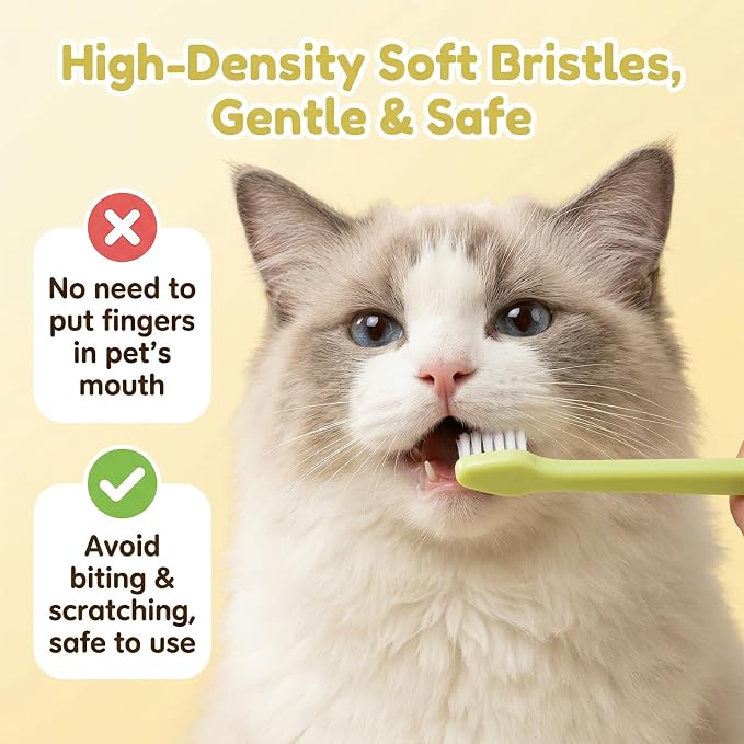 8 Pcs Small Dog Toothbrush Micro Head Cat Puppy Brushing Kit Pets Dental Care Cleaning Toothbrush Mini Portable Deep Soft Clean Teeth Bristles Multi Angle Round Pointed Tooth Brush for Kitten