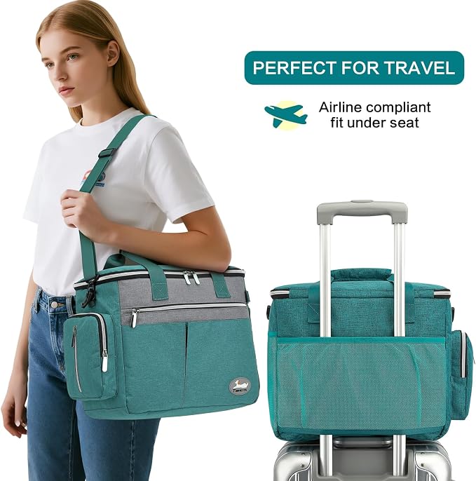 Dog Travel Bag 7-Piece Set with Food Containers, Bowls & Treat Pouch, Teal