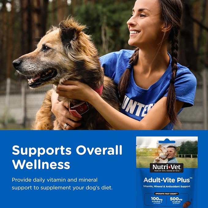 Nutri-Vet Dog Multivitamin, Daily Vitamins, Dog Health Support, 70 Count | Dog Vitamins, Dog Vitamins & Supplements, Immune Support, Skin Health, Joint Health, Gut Health, Daily Wellness