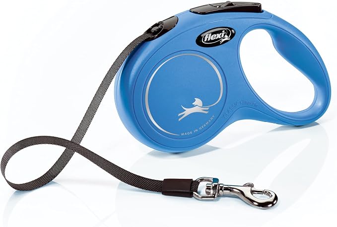 FLEXI® Classic Tape Retractable Dog Leash, Small, 16 ft - Blue | German engineered, original flexi leash, durable quality for dogs up to 33 lbs, tangle-free, walking, reliable brake system