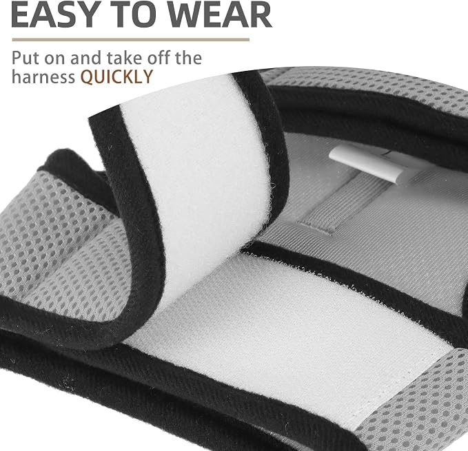 PUPTECK Soft Mesh Cat Vest Harness and Leash Set Puppy Padded Pet Harnesses Escape Proof for Cats Small Dogs Rabbits Bunny, Grey S