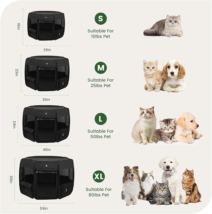 X-ZONE PET Dog Playpen - Black, Small