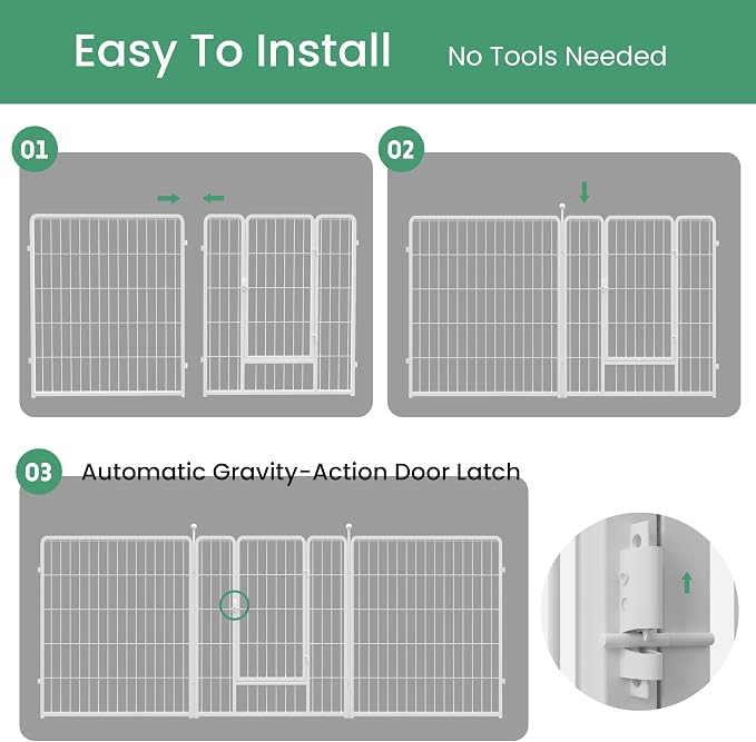HealSmart Dog Playpen, 32in 16 Panels, White