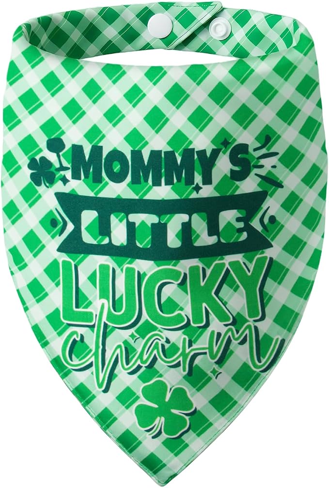 Dog Bandanas for St. Patricks Day 2-in-1 Daddy's/Mommy's Little Lucky Charm, Large, Medium, Green