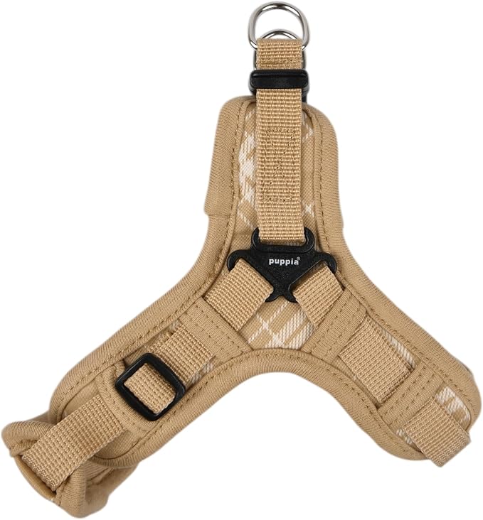 Puppia Corwin Dog Harness X Fashionable Checkered Pattern Spring Summer Harness for Small and Medium Dogs, Beige, X-Large