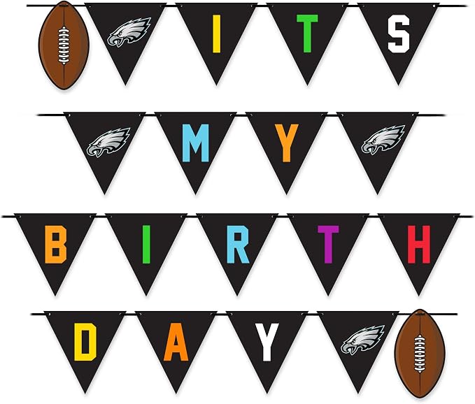 NFL Philadelphia Eagles Dog Birthday Party Set 9pcs with 1 Football Bandana Small/Medium, 1 Banner, 1 Birthday Cake Toy & 6 B-Day Balloons, Dog Birthday Set, Costume, Fun Doggie Pawty Accesories