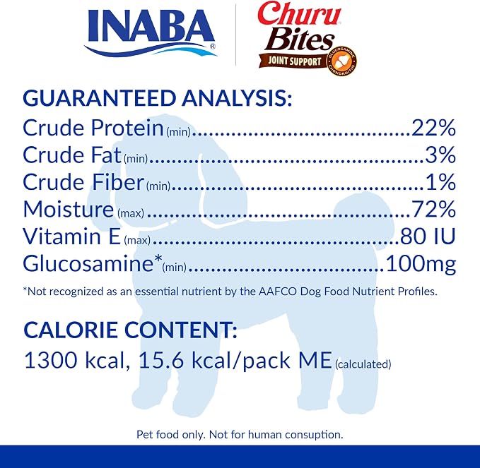 INABA Churu Bites Joint Support for Dog, Functional Lickable Dog Treat with Taurine & Green Tea Extract, 1.26oz Each, 18 Tubes Total, Chicken with Salmon Recipe