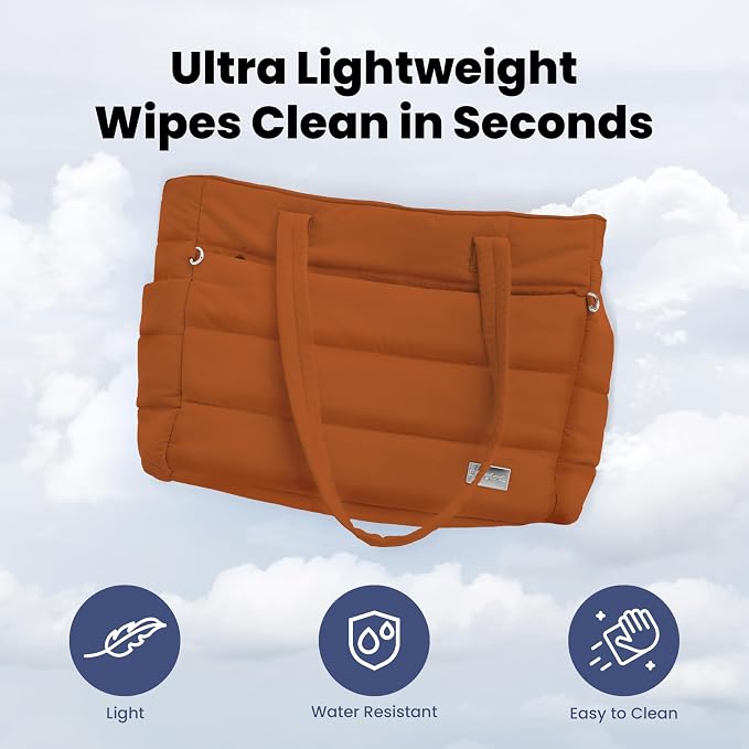 rubyloo Puffer Dog Travel Bag with Bowls & Food Storage, Rust
