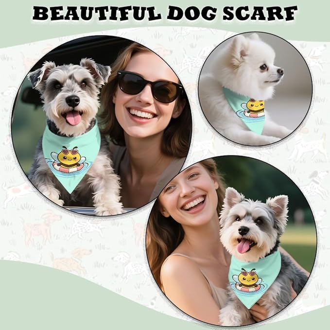 Forchrinse Cartoon Bee Pet Dog Bandana Washable Dog Bib Triangle Scarf Pet Handkerchief Polyester, One Size, Polyester, Cartoon Bee Print