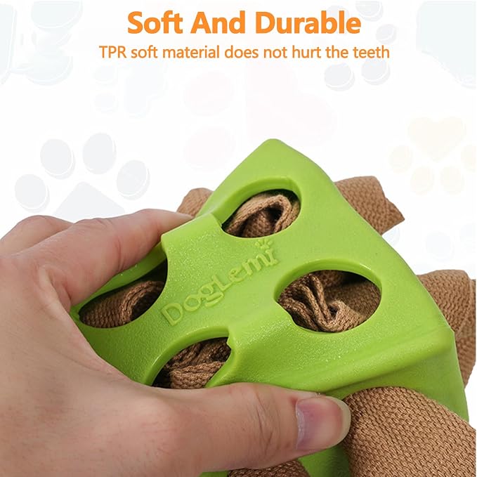 Dog Puzzle Toy, Dog Snuffle Ball, Interactive Puzzle Dog Toys for Small, Medium, Large Dog, Puppy Treat Dispenser, Cloth Strip Hiding Food Chew Toys(Yellow)