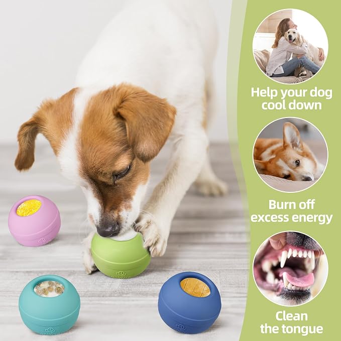 Long-Lasting Interactive Dog Lick Toy, Stuffable Dog Enrichment to Keep Dogs Busy, Wobbly Treat Dispensing Freezable Chew Toys, Food-Grade Safe (Green,M)