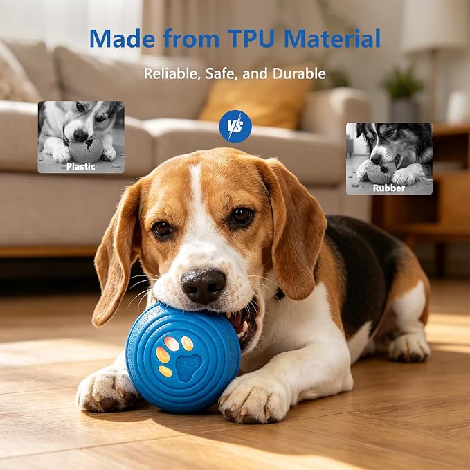 Smart Interactive Dog Ball for Aggressive Chewers, Self Moving Toy, E-TPU | Vibrating Dog Ball with 4 Play Modes, Moving & Bouncing Ball for Dogs, Smart Self Rolling Dog Toy for Small Medium Dogs