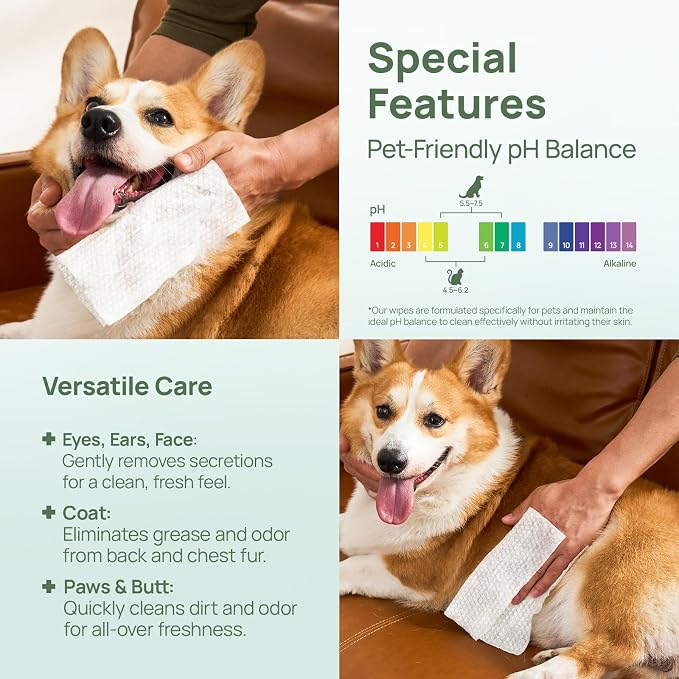 HICC PET Grooming Wipes for Dogs & Cats, Anal Gland & Allergy Care
