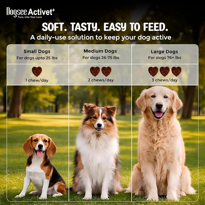 Dogsee Activet+ Dog 12 in 1 Multivitamin Supplement Chews, with Vitamins, Minerals, Probiotics, Omega 3 & Glucosamine for Overall Dog Health, Chicken Flavor – 90 Chews