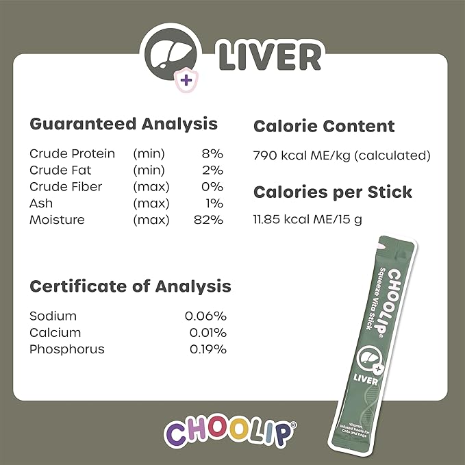 Choolip Squeeze Vita Stick Lickable Cat and Dog Treats, 7-Count Liver Support, Salmon and Lobster with Milk Thistle, CoQ10 and Vitamin E, Vet-Formulated