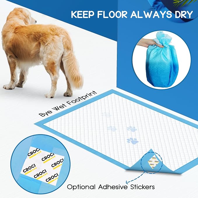 CROCI Dog Pee Pads Extra Large 36x36in, Puppy Pads XL with Adhesive Tabs, XL Pee Pads for Large Dogs, Super Absorbent Up to 10 Cups, Leak-Proof & Quick-Dry, Disposable (30 Counts)